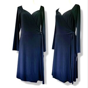 New Norma Kamali Black Sweetheart Midi Long Sleeves Wrap Dress Size XXL US‎ 20